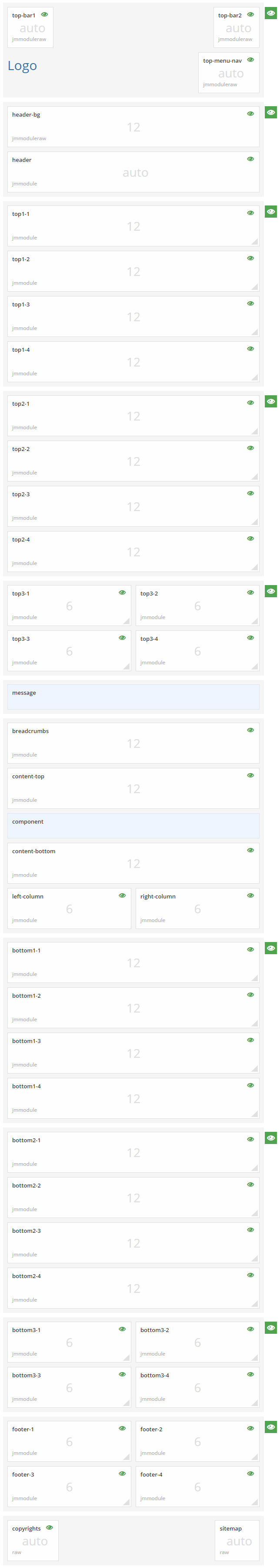 Module positions for small screen Module positions for small screen